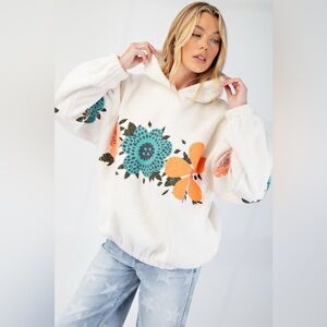 Easel Cream Floral Hoodie